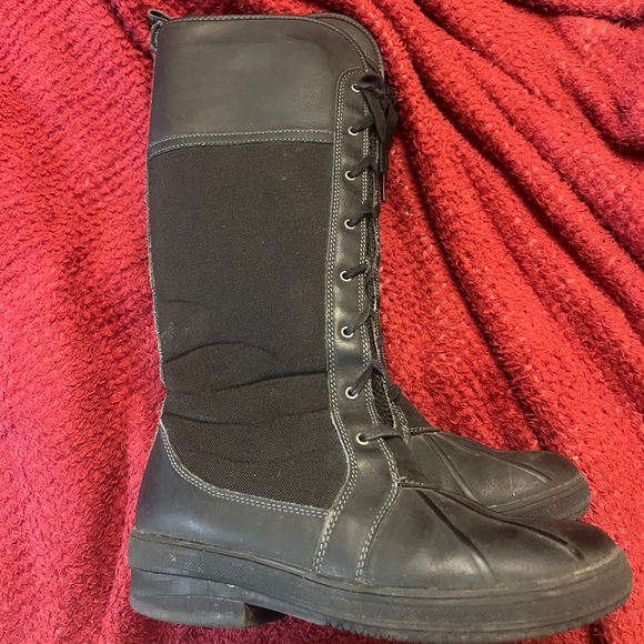 Clarks Snow Boots New Women Knee High Faux Fur Lined Shoes Sz 7.5 Winter black - Picture 5 of 9